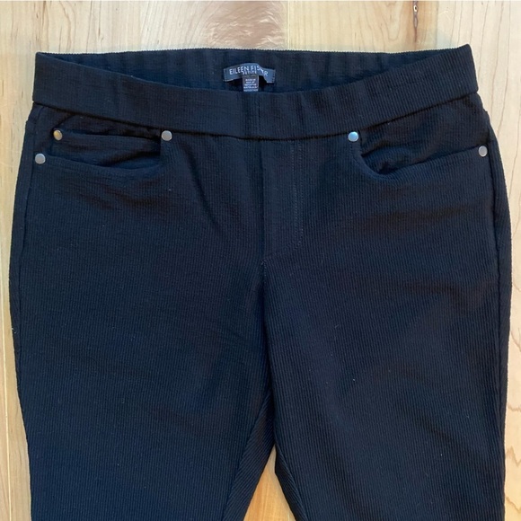Eileen Fisher Cropped/Ankle Black Ribbed Pants - Picture 3 of 10